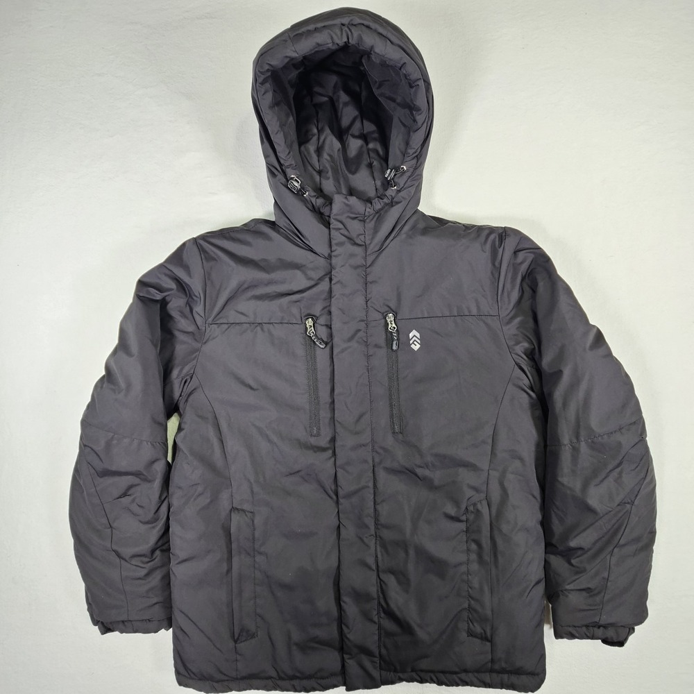 Free Country Mens Puffer Insulated Black Jacket‎ Zip Small Water Wind Resistant